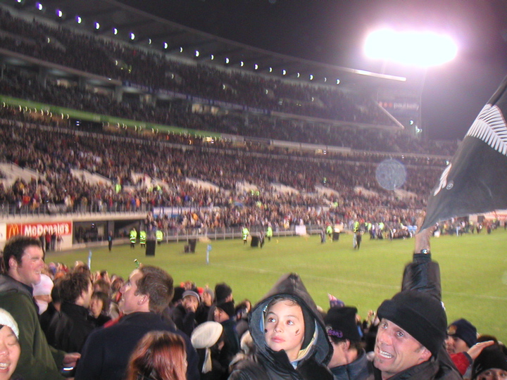 Blurry excitement after the All Blacks made the winning points in the final seconds of the game!