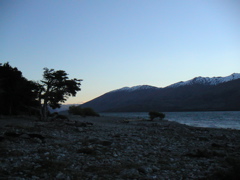 The sun was setting as we drove along Lake Wanaka, further inland now.
