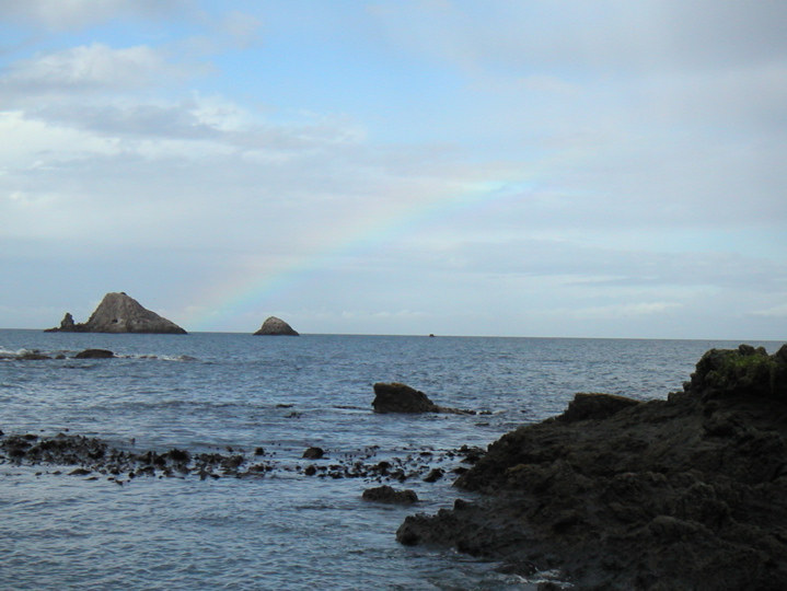 We started our circum-south-island tour by driving up the east coast towards Nelson.  On the way there we found a rainbow!