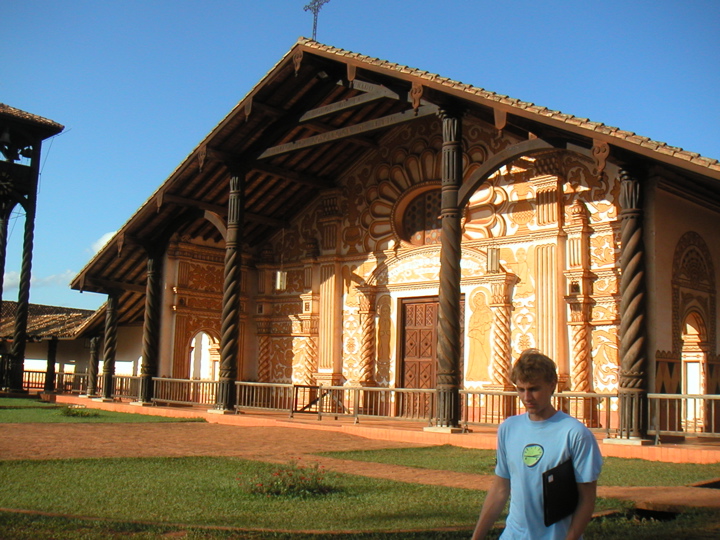 Alec is in front of the church in Concepción - basically the same as the previous one but even more decked out