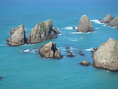Close-up of the rocks off Nugget Point.  A lighthouse was built onshore to warn vessels of these dangerous rocks.