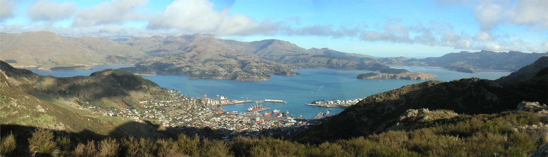 When we got to the ridge, we could see down to the other side, a place called Lyttelton Harbour.  What an amazing location for a port!  A tunnel actually runs through the ridge I am standing on, connecting Lyttelton with Christchurch.