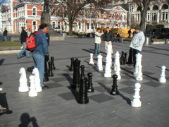 We started our short exploration of Christchurch at Cathedral Square where they have a huge chess board.