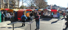 We visited the Arts Centre, where they have all these tents set up selling arts and crafts of all kinds.  A whole bunch of bigger shops were inside the surrounding buildings.  I bought a funky winter accessory that they called a "polar poncho" which is made out of fleece and can turn into a scarf, a bonnet-type thing, and all sorts of kinds of hats... useful? you decide.