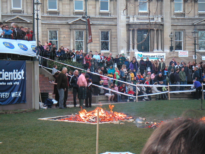 This is the fire before it died down enough to walk on.  Along with all the people watching.  Anyway, we thought, heck, why not?