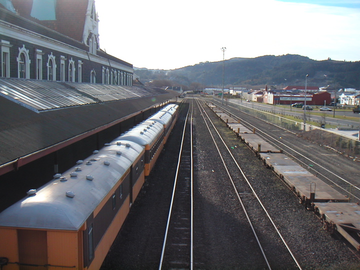 This is the Taieri Gorge Railway train waiting to depart later that day from Dunedin station.