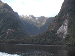 This is a classic view of the U-shaped, glacier carved valleys that make up Fiordland.