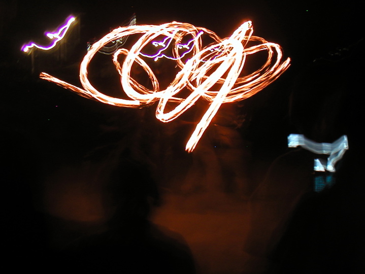 The first night we were there, some of the more permanent volunteers put on a fire show with fire poi and batons!  It was pretty impressive.