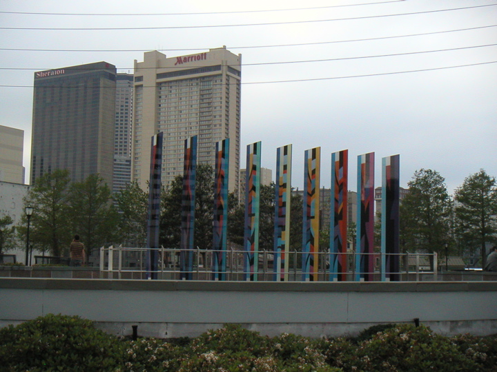 This was picture was mostly to demonstrate that downtown seemed to be pretty normal.  It did have some boarded-up blown out windows, as you can see in some of these hotel buildings.