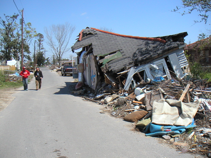 Some houses floated into the streets.