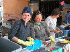 There were also always lots of dishes to be washed!  Here are Erin and Kimber (who was from Seattle).
